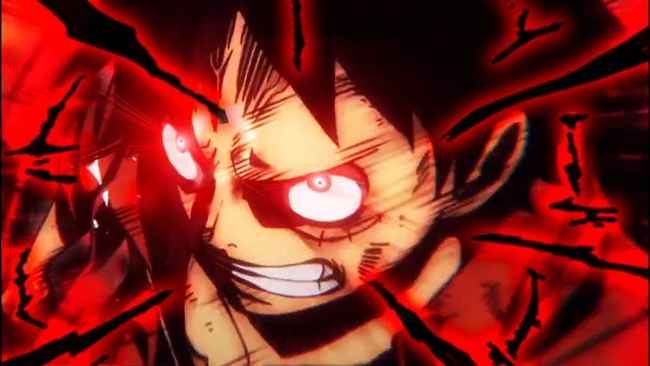 Luffy e Kaido em um choque de Haki do Conquistador