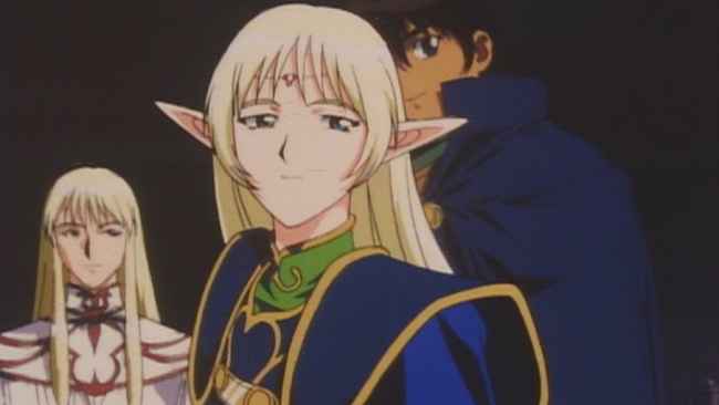 Cena do OVA Record of Lodoss War com Deedlit e Parn